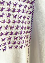 Load image into Gallery viewer, vintage huipil blouse - purple bucks and birdies!