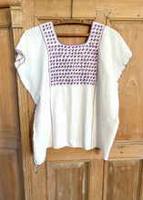 Load image into Gallery viewer, vintage huipil blouse - purple bucks and birdies!
