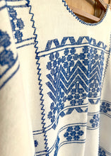 Load image into Gallery viewer, vintage loomed huipil kaftan - deep blue abstract
